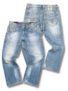 Vintage Rock Revival Y2K Baggy Jeans (M) – Vorder- und Rückansicht