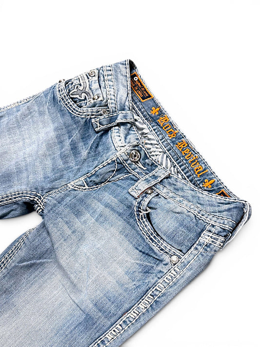 Vintage Rock Revival Y2K Low Waist Bootcut Damenjeans (S)