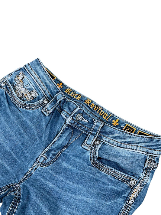 Vintage Rock Revival Y2K Low Waist Bootcut Damenjeans (S)
