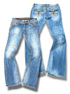 Vintage Rock Revival Y2K Low Waist Bootcut Damenjeans (M)