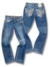 Vintage Rock Revival Y2K Straight Leg Damenjeans (M) – Vorder- und Rückansicht