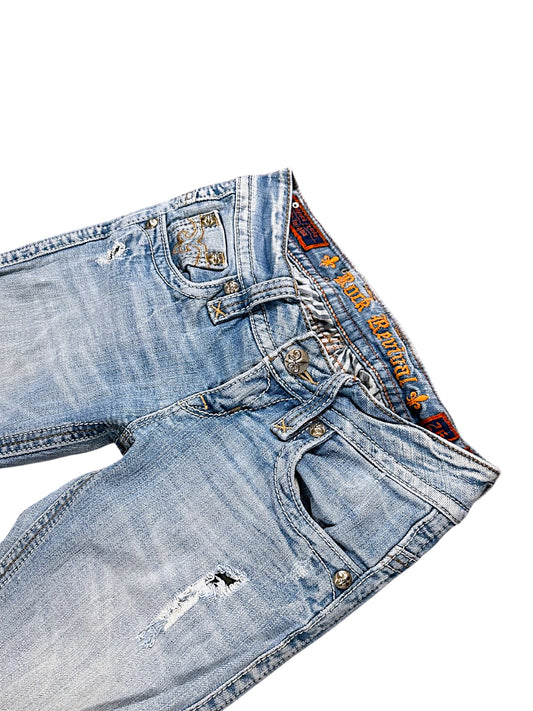 Vintage Rock Revival Y2K Low Waist Bootcut Damenjeans (S)
