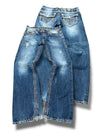 Vintage Rock Revival y2k jeans med lige ben (L)
