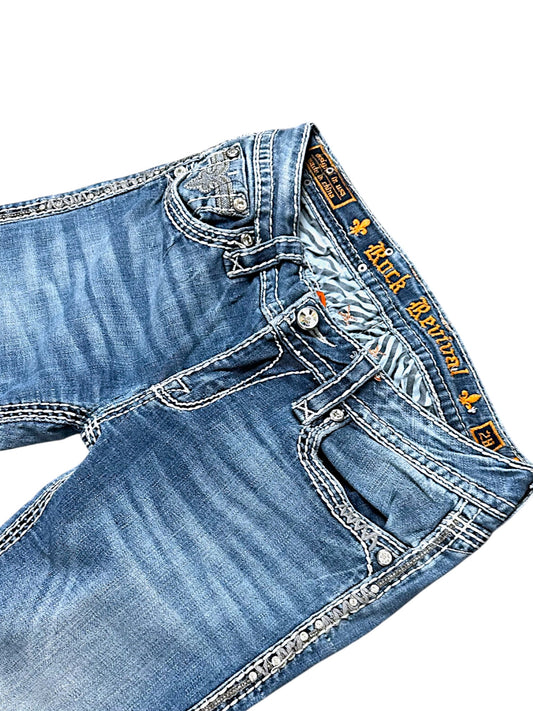 Vintage Rock Revival Y2K Low Waist Bootcut Damenjeans (M)