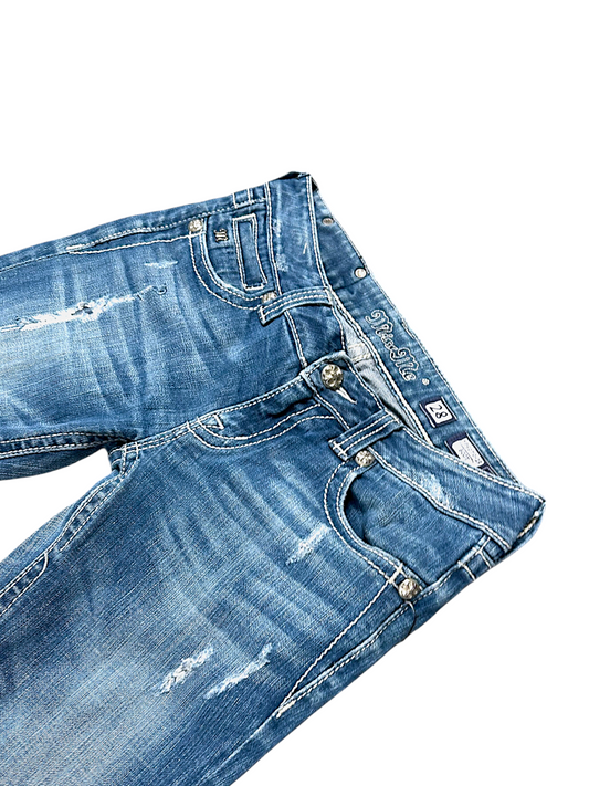 Vintage Miss Me Y2K Low Waist Bootcut Damenjeans (S)