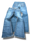 Vintage Embroidery Y2K Low Waist Bootcut / Flared Damenjeans (L)