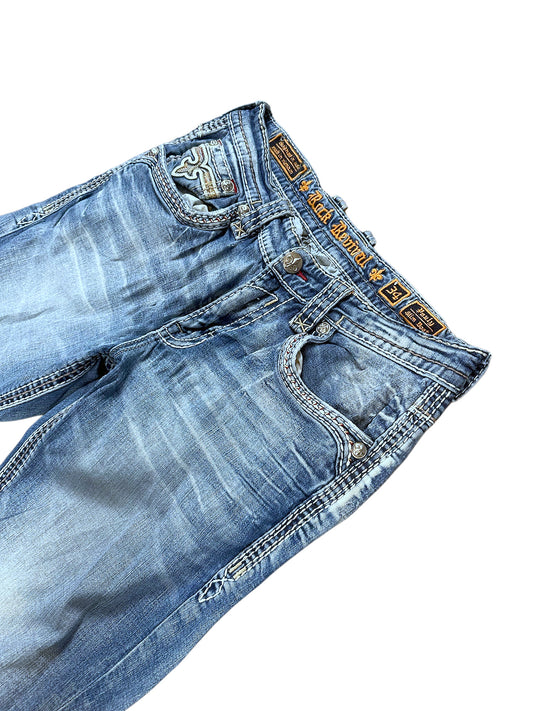 Vintage Rock Revival Y2K Flared Jeans (M) – Detailaufnahme 1