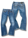 Vintage Miss Me Low Waist Bootcut Damenjeans „Signature Boot“ (M) – Vorder- und Rückansicht