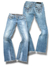 Vintage Rock Revival Y2K Low Waist Bootcut Damenjeans (S)