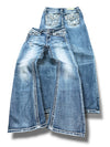 Vintage Miss Me Y2K lavtaljede bootcut / svajer damejeans (S)