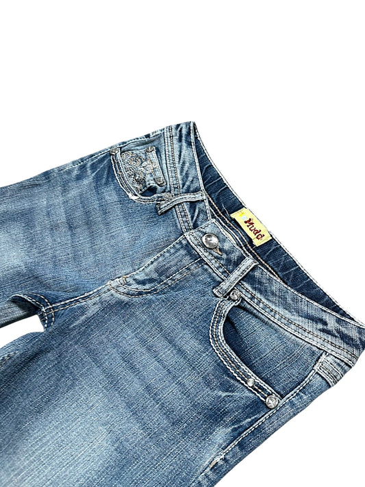 Vintage Embroidery Y2K Low Waist Bootcut / Flared Damenjeans (XS)