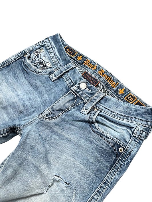Vintage Rock Revival Y2K Low Waist Bootcut Damenjeans (S)
