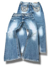 Vintage Miss Me lavtaljede bootcut-jeans til kvinder (M)