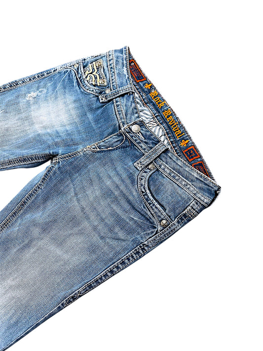 Vintage Rock Revival Y2K Low Waist Bootcut Damenjeans (M)