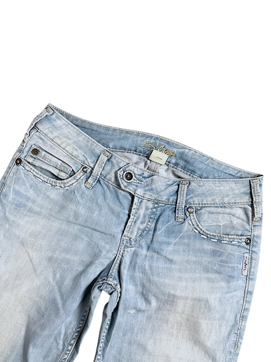 Vintage Silver Y2K Low Waist Bootcut / Flared Damenjeans (M)