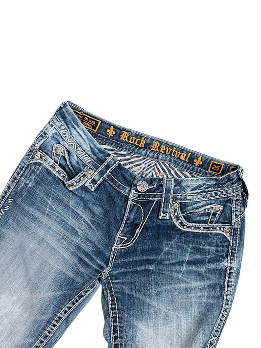 Vintage Rock Revival y2k low waist Bootcut Damenjeans (S)