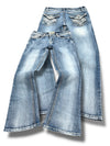 Vintage Embroidery Y2K Low Waist Bootcut / Flared Damenjeans (XS)