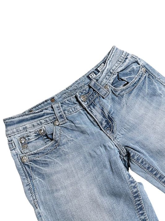 Vintage Miss Me Y2K Low Waist Bootcut Damenjeans (M)