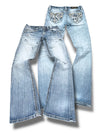 Vintage Miss Me Y2K lavtaljede bootcut-jeans til kvinder (M)