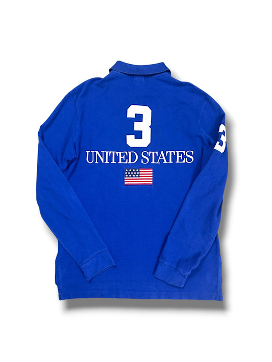 Vintage Ralph Lauren Y2K „USA“ Langarm Polo (M)