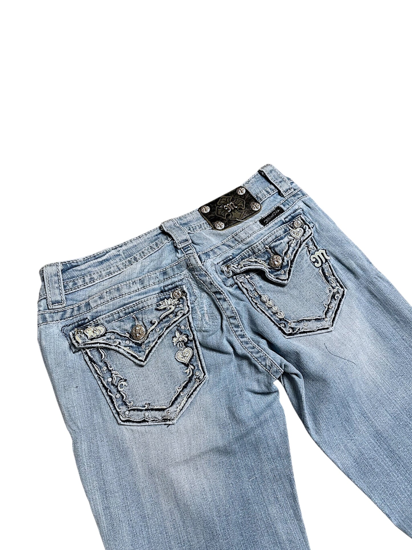 Vintage Miss Me Y2K Low Waist Bootcut Damenjeans (M)