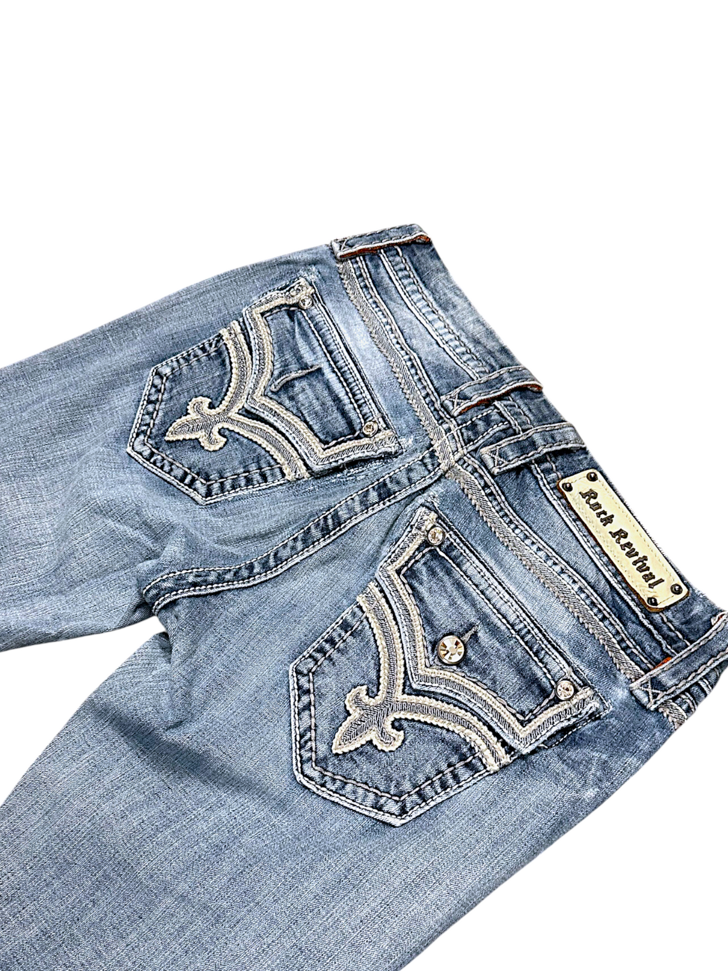 Vintage Rock Revival Y2K Low Waist Bootcut Damenjeans (L)