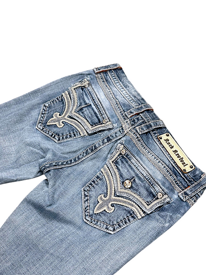 Vintage Rock Revival Y2K Low Waist Bootcut Damenjeans (L)