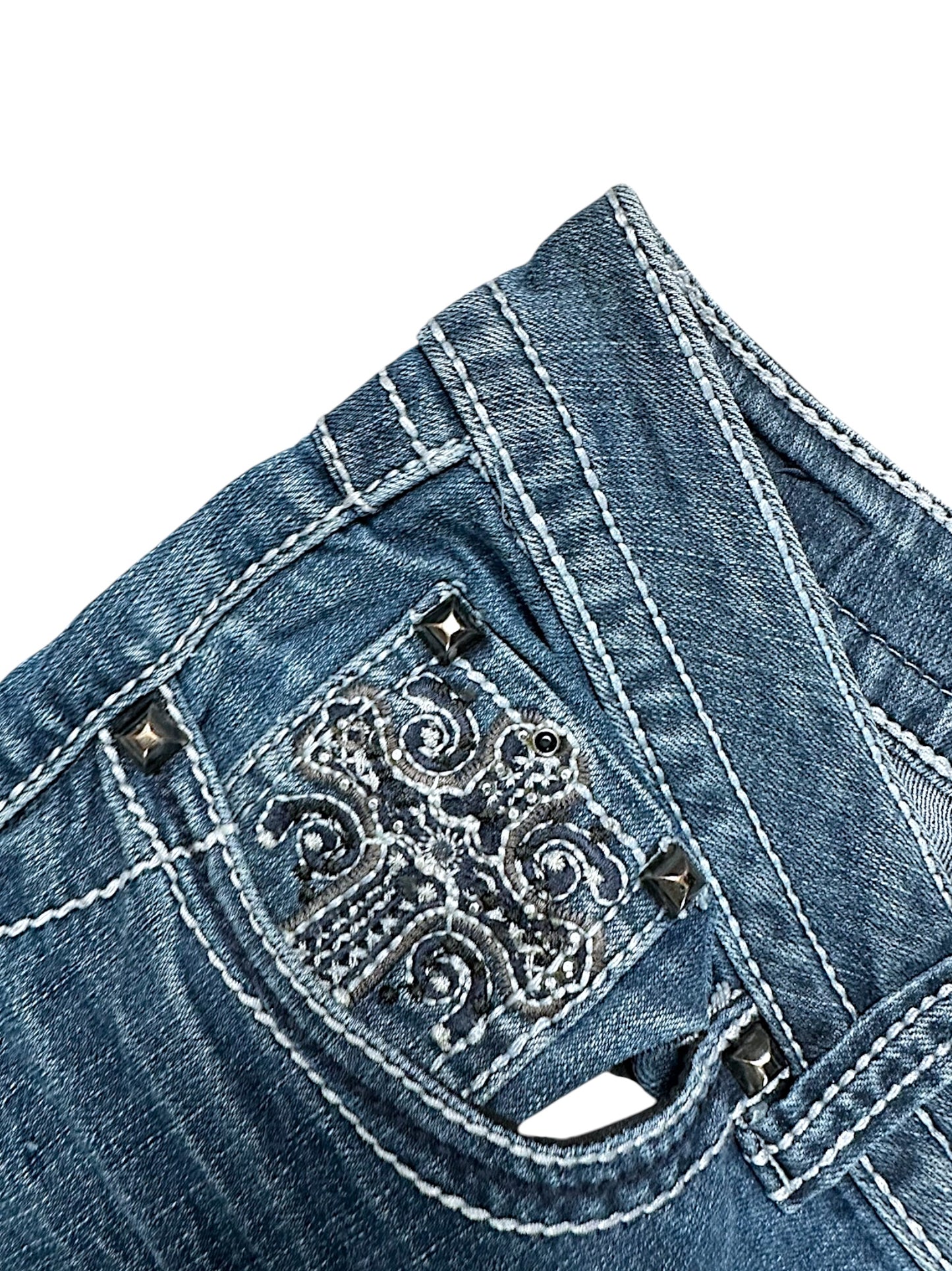 Vintage Embroidery Y2K Bootcut / Flared Damenjeans (M)
