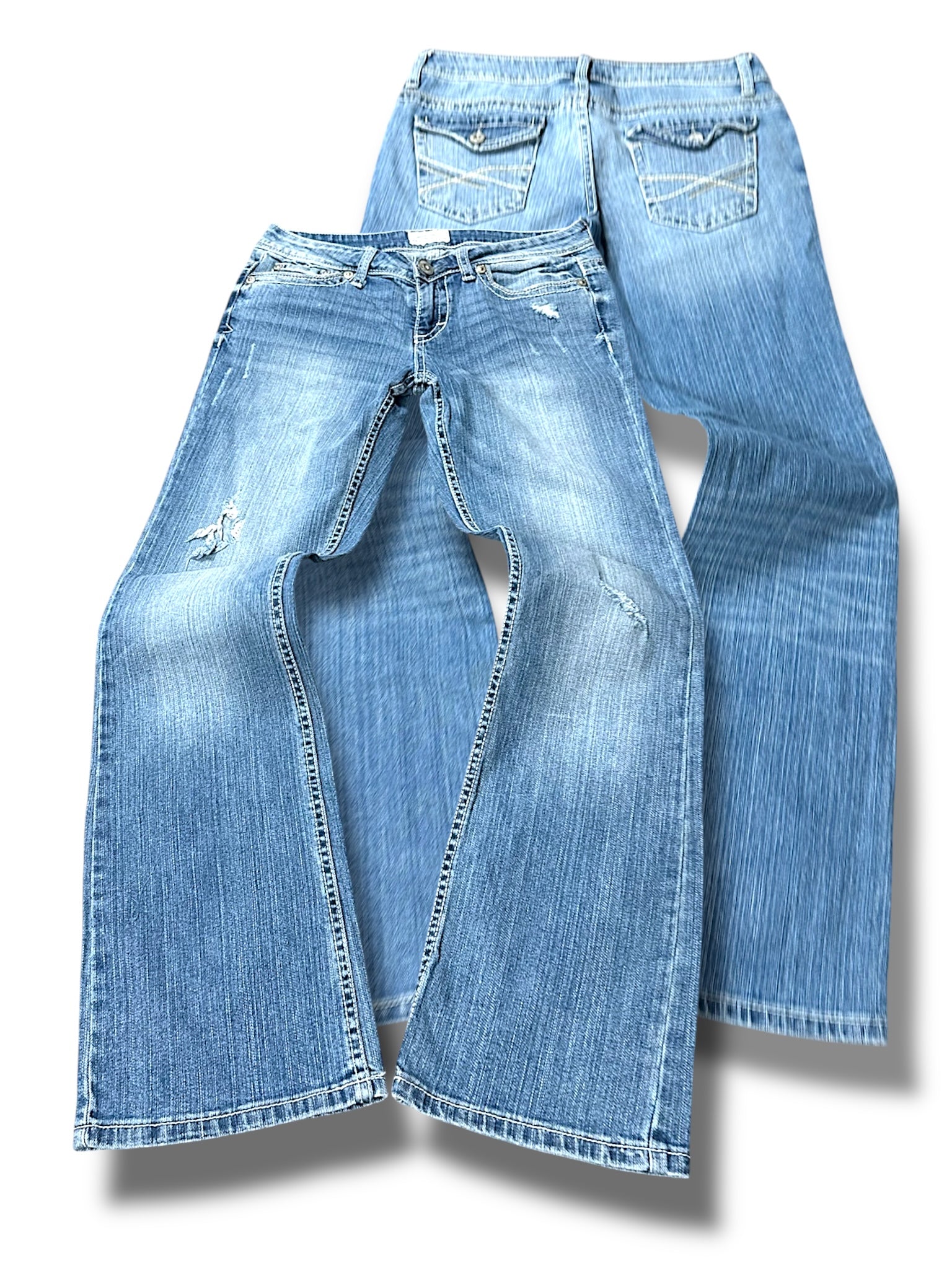 Vintage Embroidery Y2K Low Waist Bootcut / Flared Damenjeans (S)