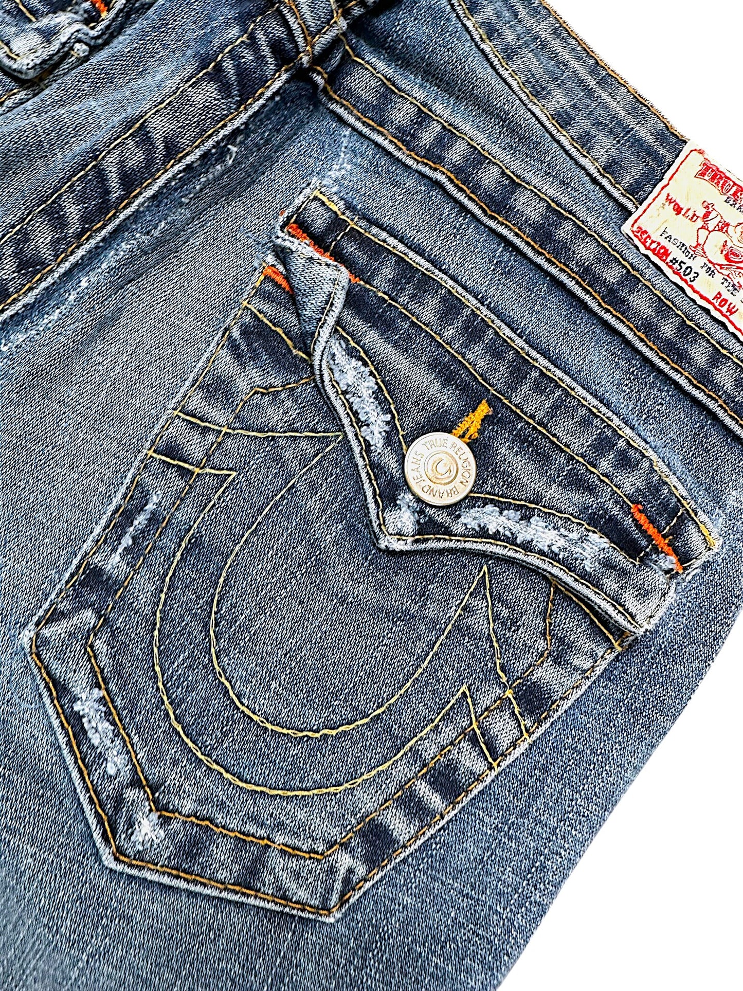 Vintage True Religion Y2K Low Waist Bootcut Damenjeans (M)