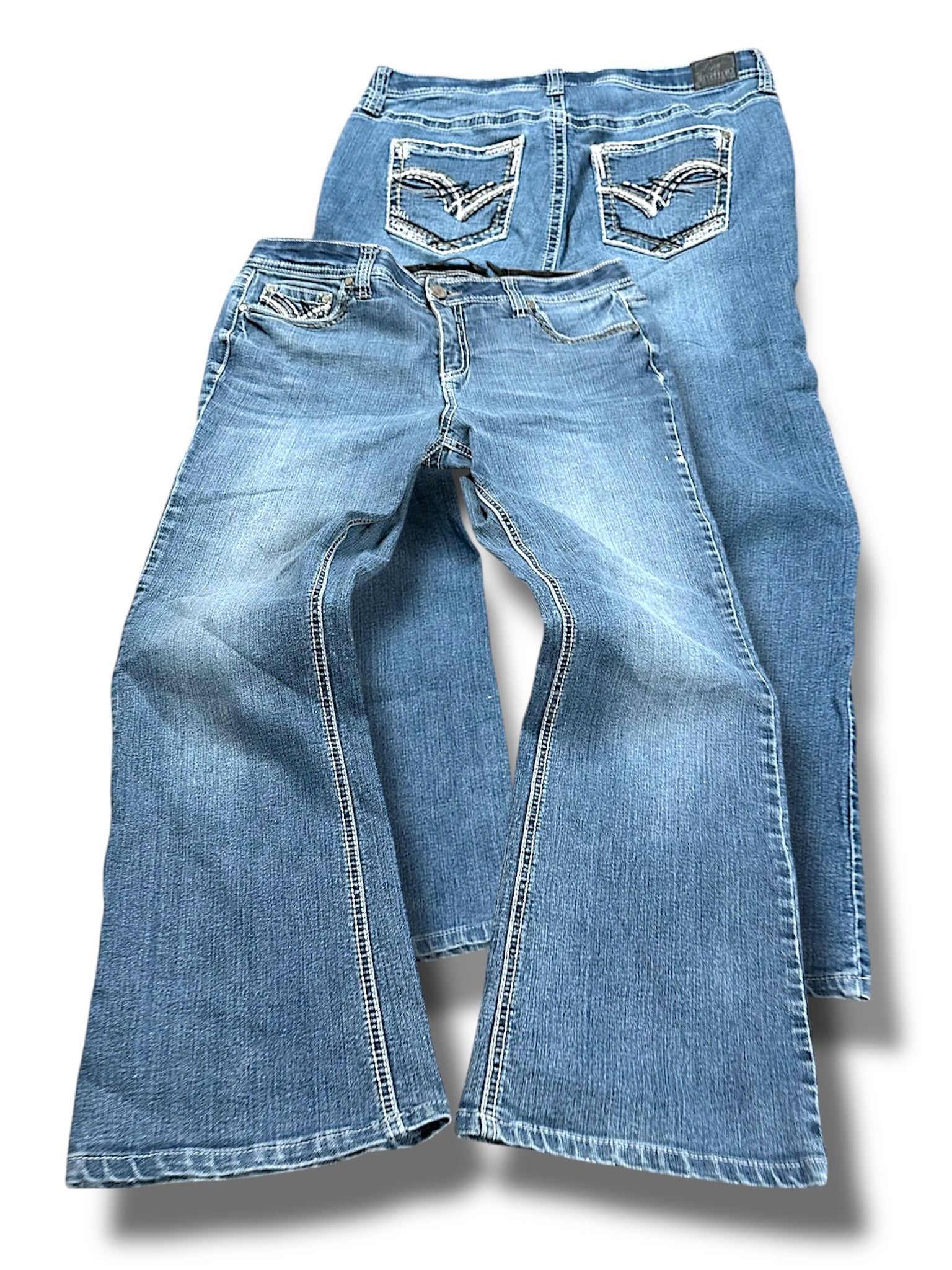 Vintage Embroidery Y2K Mid Waist Bootcut / Flared Damenjeans (S)