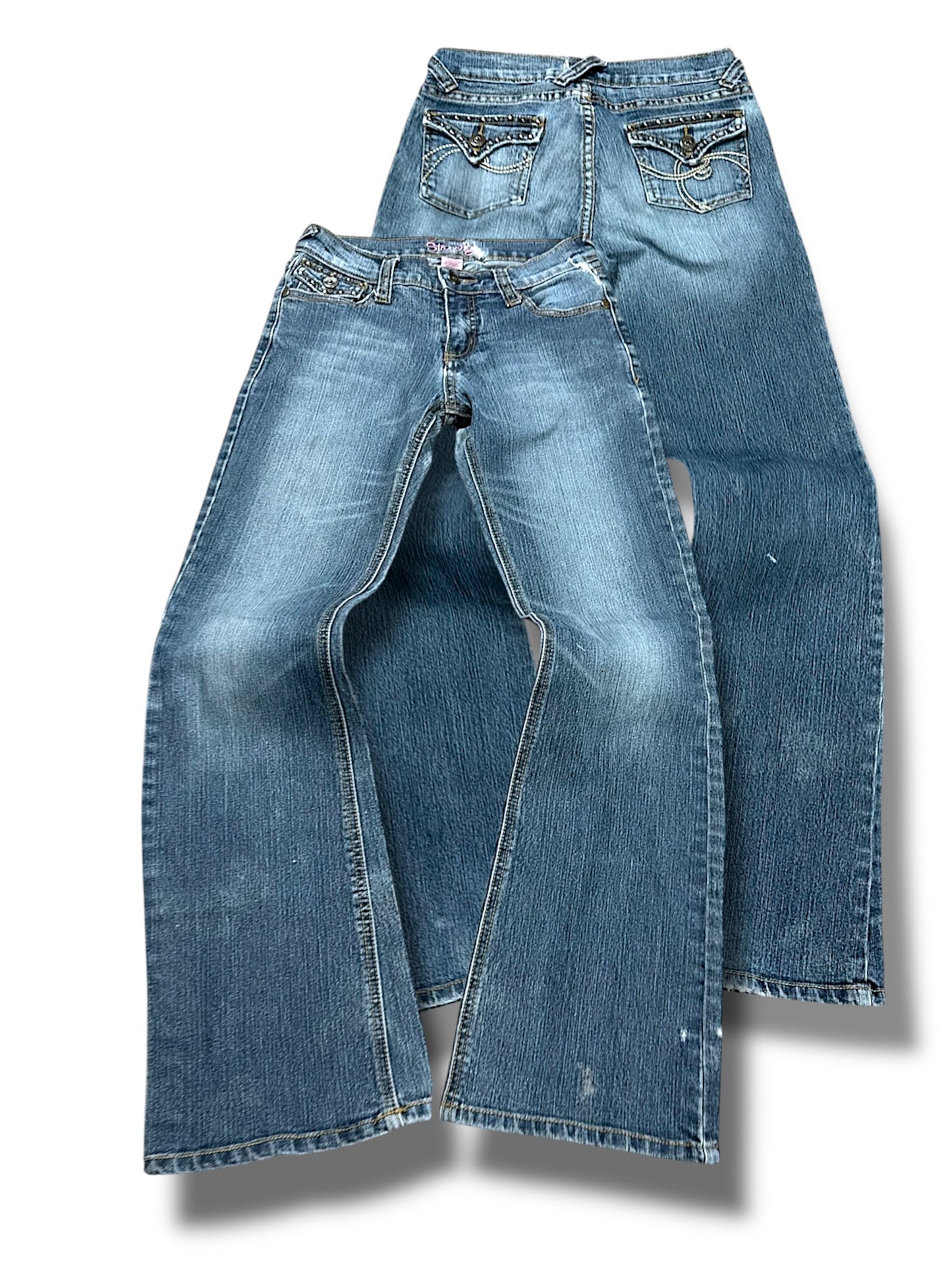 Vintage Embroidery Y2K Low Waist Bootcut / Flared Damenjeans (XS)