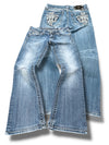 Vintage Miss Me y2k lavtaljede bootcut-jeans til kvinder (S)