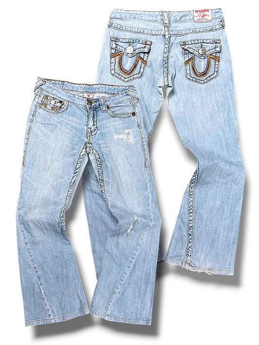 Vintage True Religion Y2K Low Waist Bootcut Damenjeans (S)