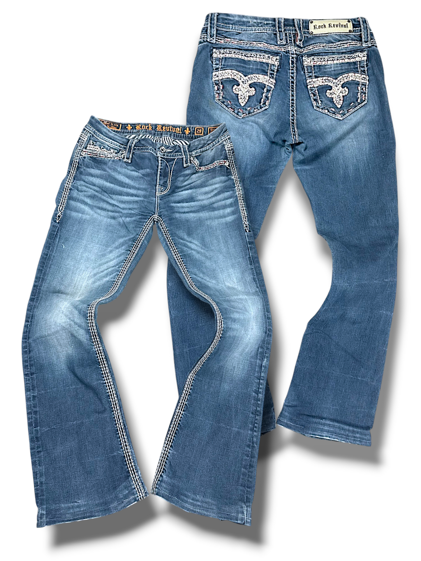 Vintage Rock Revival Mid-Rise Y2K Bootcut / Flared Damenjeans (M)