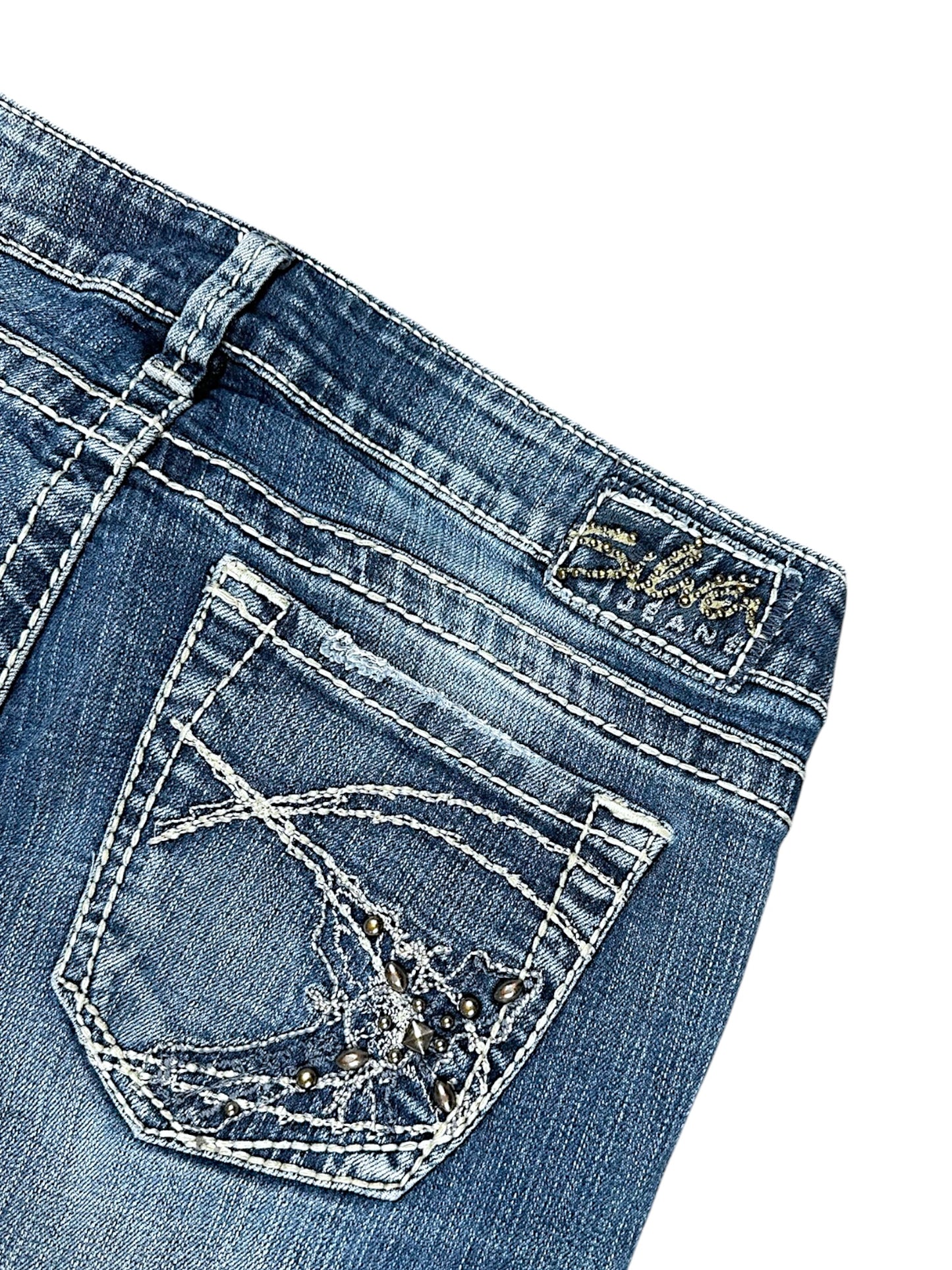 Vintage Silver Y2K Low Waist Bootcut / Flared Damenjeans (M)