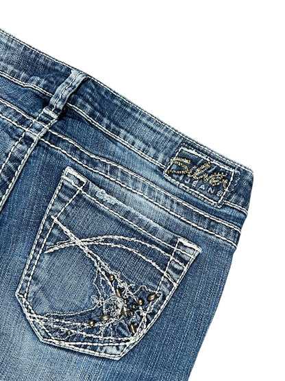Vintage Silver Y2K Low Waist Bootcut / Flared Damenjeans (M)