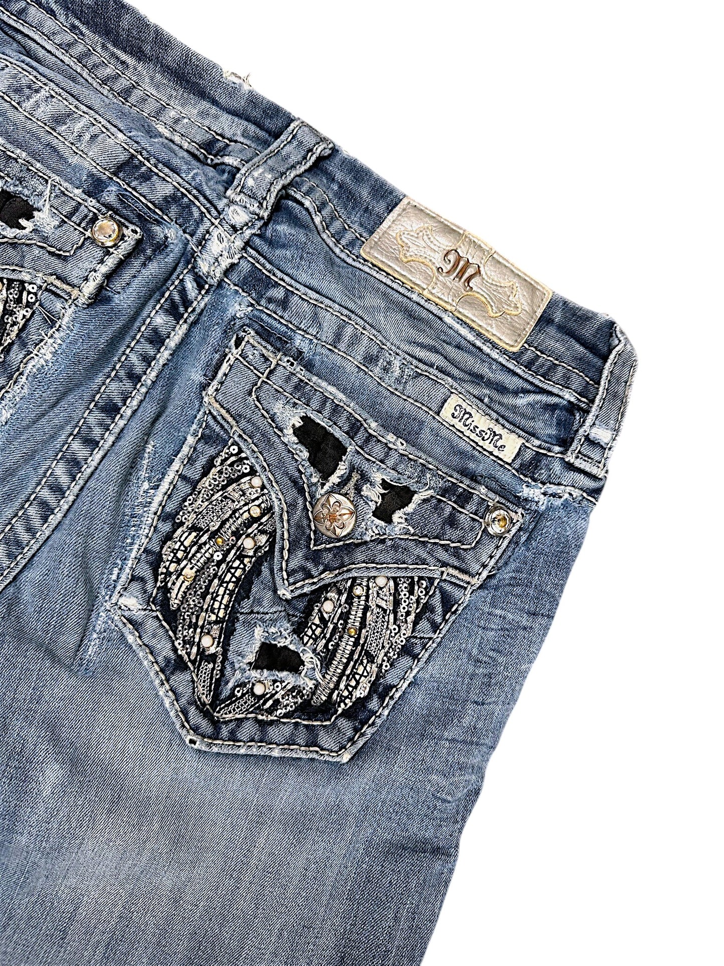 Vintage Miss Me Y2K Low Waist Bootcut Damenjeans (S)