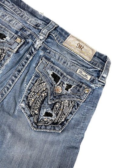 Vintage Miss Me Y2K Low Waist Bootcut Damenjeans (S)