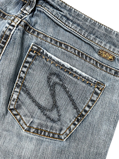 Vintage Silver Y2K Low Waist Flared Damenjeans (M)