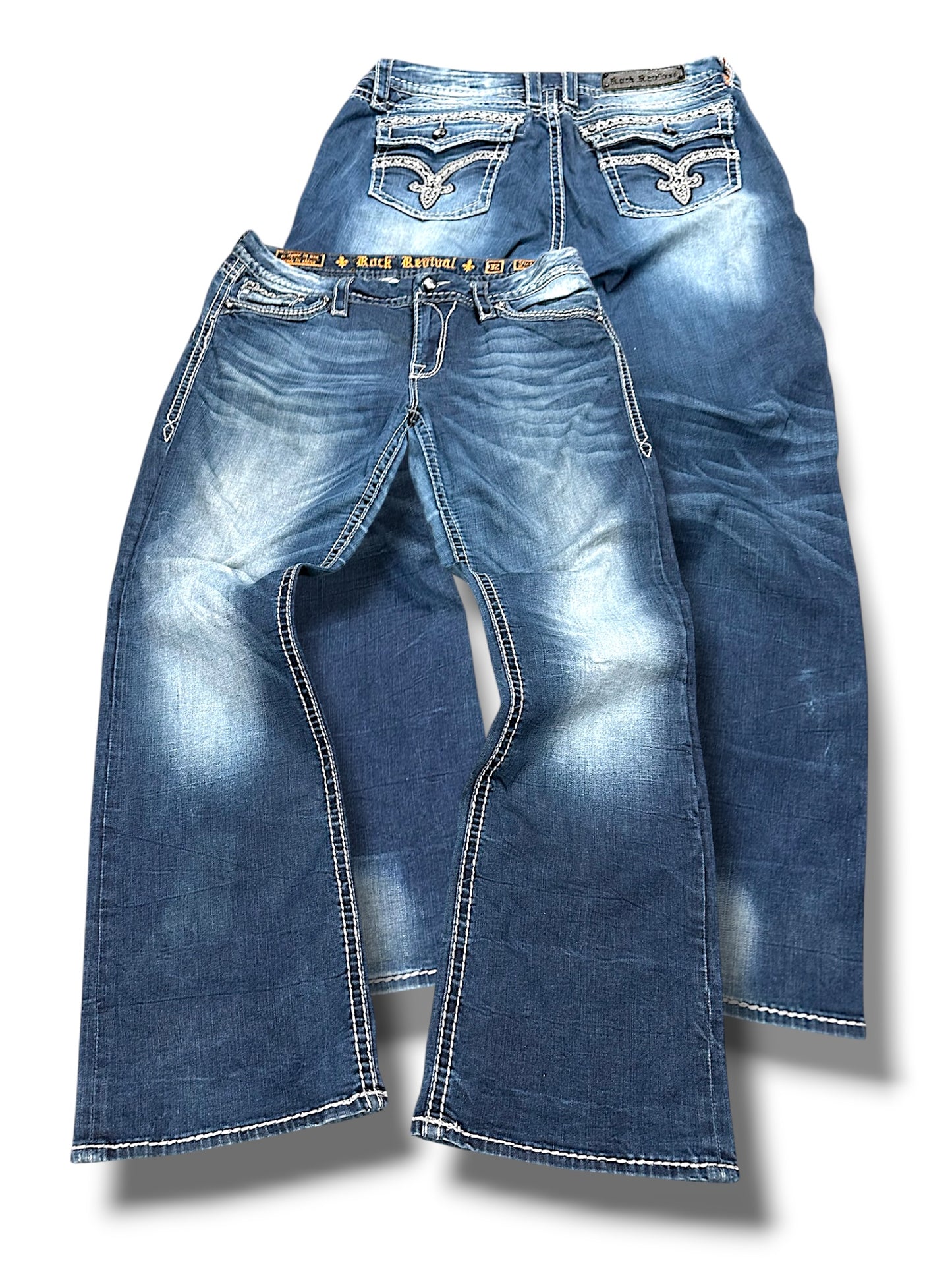 Vintage Rock Revival Y2K Low Waist Bootcut / Flared Damenjeans(M)