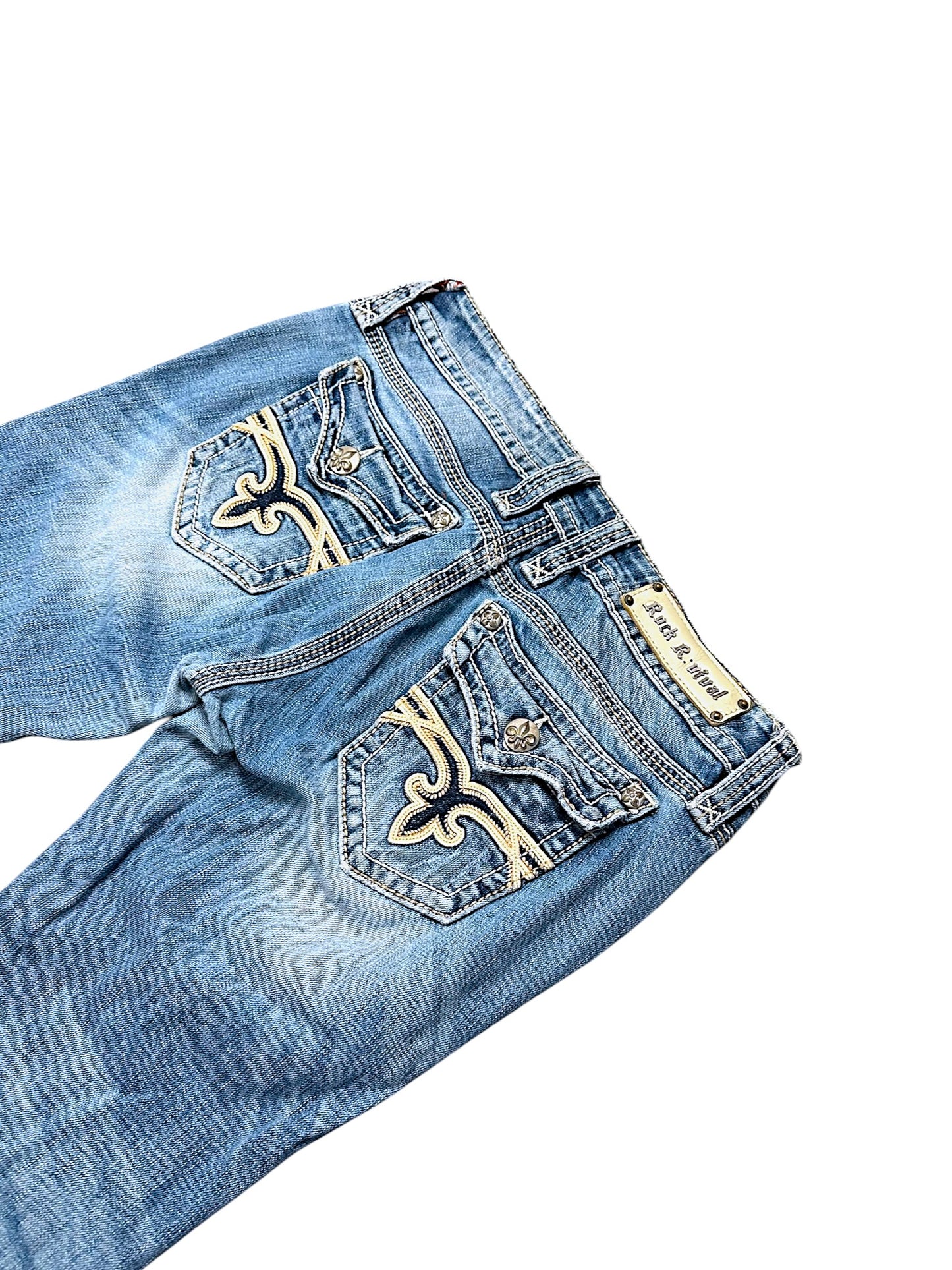 Vintage Rock Revival Y2K Low Waist Bootcut Damenjeans (M)