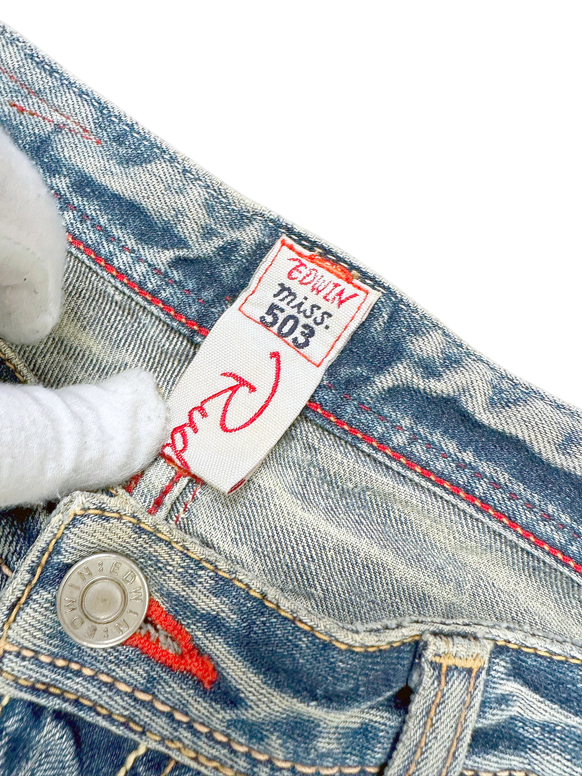 Vintage Edwin Straight Leg Jeans „Miss 503“ (M) – Detailaufnahme 2