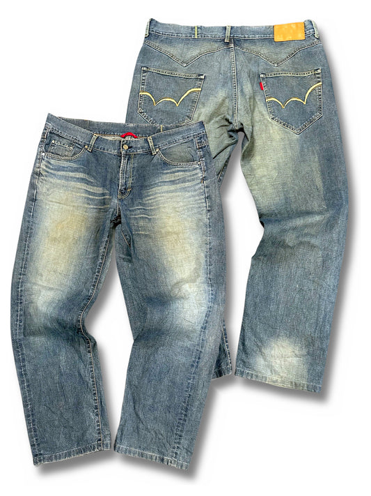 Vintage Edwin Japan Style Baggy Jeans (XL) – Vorder- und Rückansicht