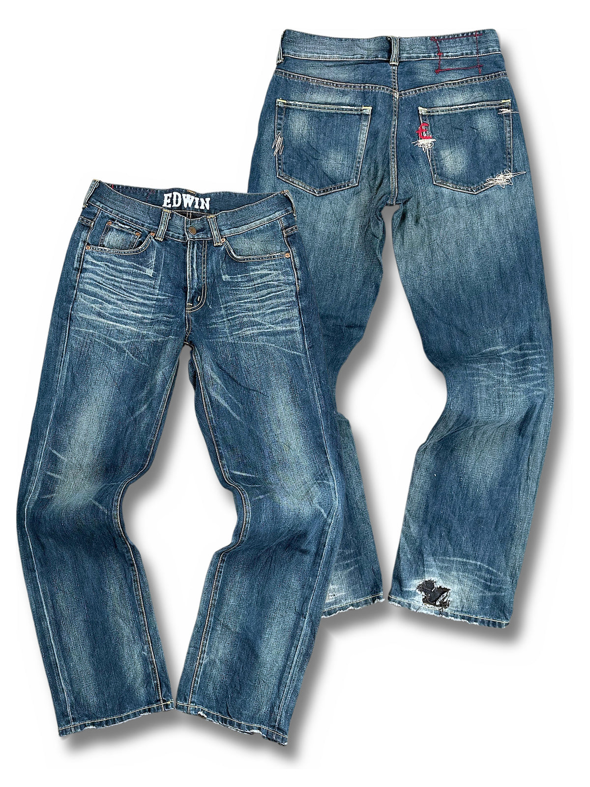 Vintage Edwin Japan Style Baggy Jeans (L) – Vorder- und Rückansicht