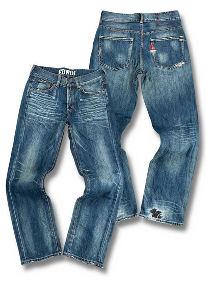 Vintage Edwin Japan Style Baggy Jeans (L) – Vorder- und Rückansicht