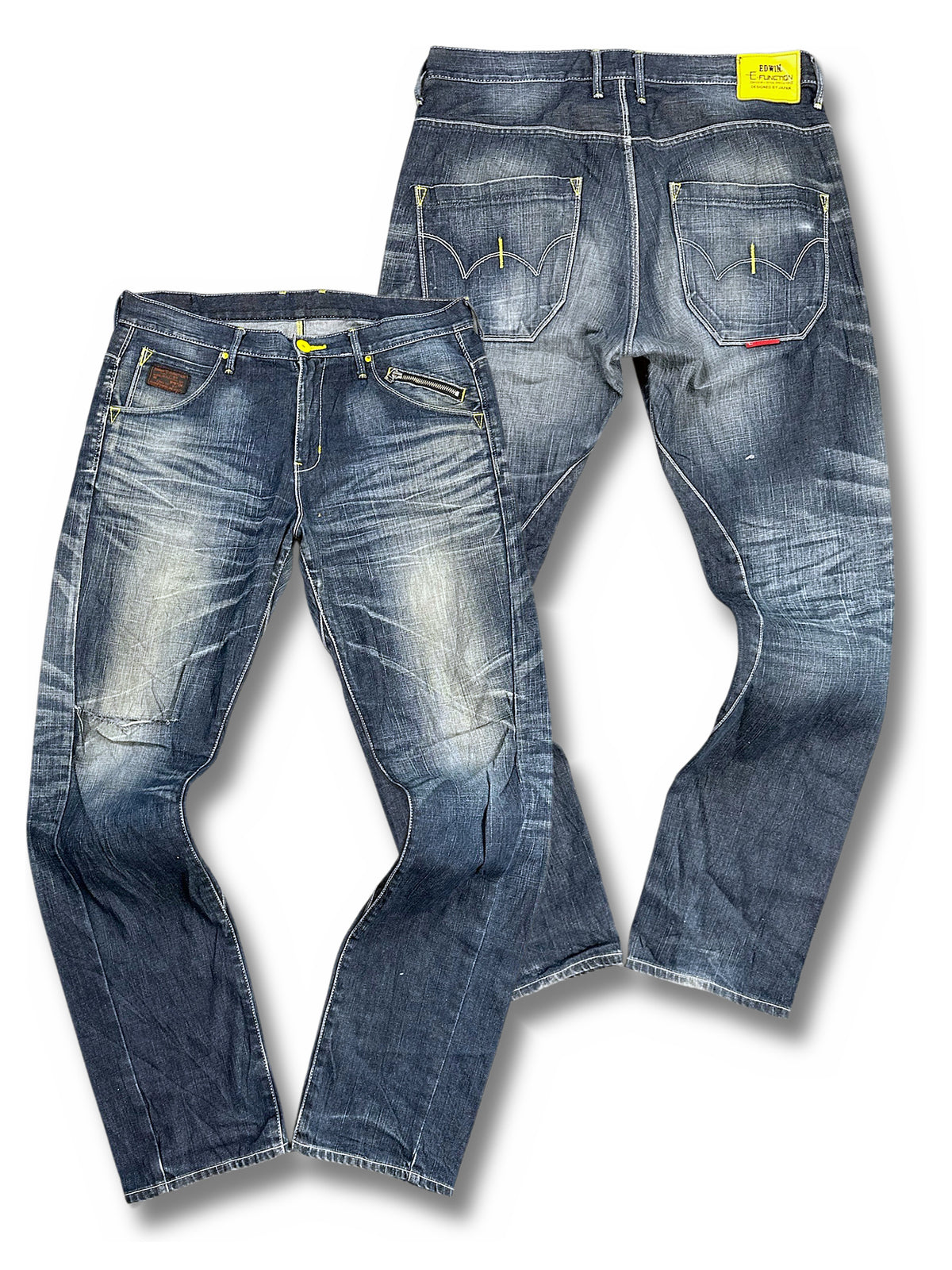 Vintage Edwin Japan Style Straight Leg Jeans „E-Function“ (L) – Vorder- und Rückansicht