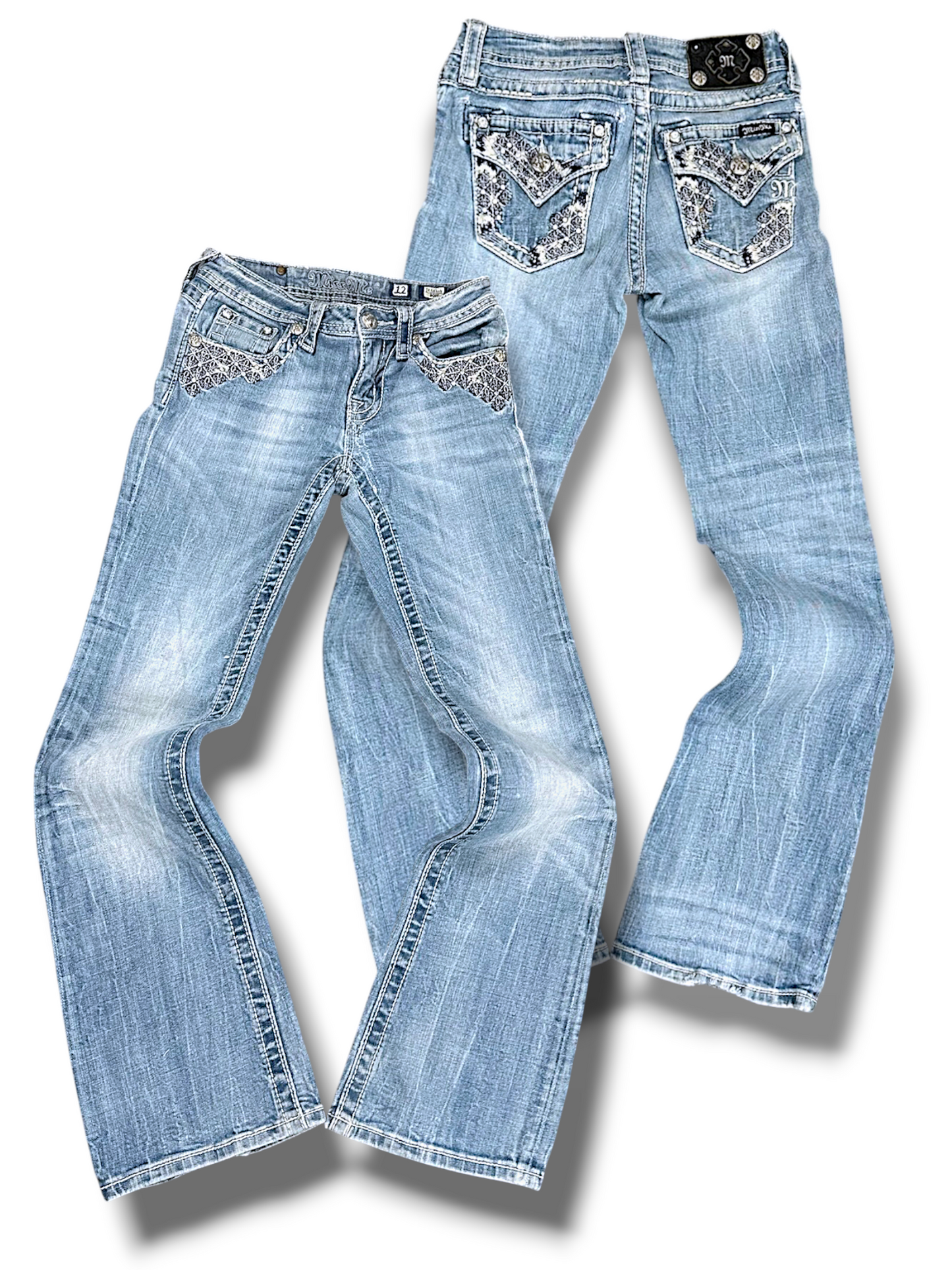 Vintage Miss Me Y2K Low Waist Bootcut Damenjeans (XS)