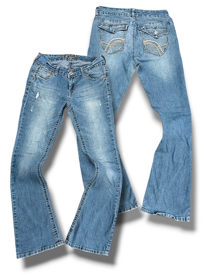 Vintage Embroidery Y2K Bootcut Damenjeans (M)