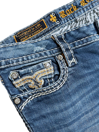 Vintage Rock Revival Y2K Low Waist Bootcut Damenjeans (M)